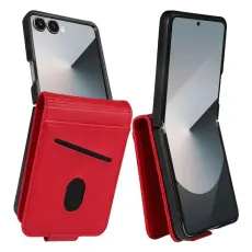 AZNS - AZNS Samsung Galaxy Z Flip7 Fodral Card Holder KonstL&auml;der - R&ouml;d