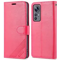 AZNS - AZNS Xiaomi 12 5G/12X 5G/12S 5G Pl&aring;nboksfodral Konstl&auml;der - R&ouml;d