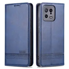 AZNS - AZNS Xiaomi 13 5G Flip Fodral &Auml;kta l&auml;der - Bl&aring;