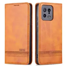 AZNS - AZNS Xiaomi 13 5G Flip Fodral &Auml;kta l&auml;der - Brun