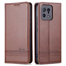 AZNS - AZNS Xiaomi 13 5G Flip Fodral &Auml;kta l&auml;der - Kaffe