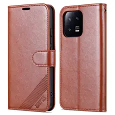AZNS - AZNS Xiaomi 13 5G Flip Wallet Fodral - Anti-scratch PU L&auml;der - Brun