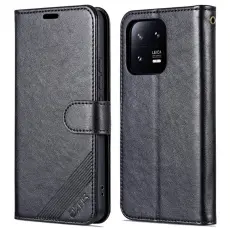 AZNS - AZNS Xiaomi 13 5G Flip Wallet Fodral - Anti-scratch PU L&auml;der - Svart
