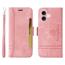 BETOPNICE - BETOPNICE 001 f&ouml;r iPhone 16 Pl&aring;nboksfodral Konstl&auml;der - Rosa