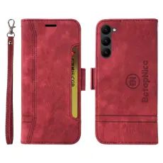 BETOPNICE - BETOPNICE 001 f&ouml;r Samsung Galaxy S23 Pl&aring;nboksfodral i Konstl&auml;der - R&ouml;d