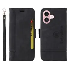 BETOPNICE - BETOPNICE 001 iPhone 16 Pl&aring;nboksfodral Konstl&auml;der - Svart