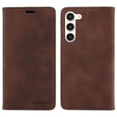 BETOPNICE - BETOPNICE 003 Pl&aring;nboksfodral f&ouml;r Samsung Galaxy S23 - Konstl&auml;der - Brun
