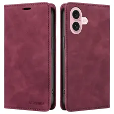 BETOPNICE - BETOPNICE 003 iPhone 16 Pl&aring;nboksfodral i Konstl&auml;der - R&ouml;d