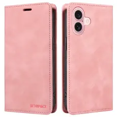 BETOPNICE - BETOPNICE 003 iPhone 16 Pl&aring;nboksfodral i Konstl&auml;der - Rosa