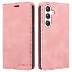 BETOPNICE - BETOPNICE 003 Samsung Galaxy S25 Wallet Fodral Äkta läder - Pink