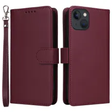 BETOPNICE - BETOPNICE iPhone 13 Fodral Magnetiskt Detachable PU L&auml;der - Vinr&ouml;d