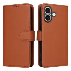 BETOPNICE - BETOPNICE iPhone 17 Pl&aring;nboksfodral Magnetiskt Detachable Konstl&auml;der - Brun