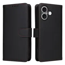 BETOPNICE - BETOPNICE iPhone 17 Pl&aring;nboksfodral Magnetiskt Detachable Konstl&auml;der - Svart