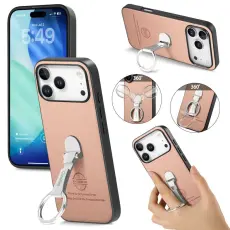 CASENEO - D.G Ming iPhone 17 Pro Fodral Kickstand &Auml;kta l&auml;der - Rosa