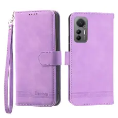 DIERFENG - DIERFENG DF-03 f&ouml;r Xiaomi 12 Pro 5G Fodral PU L&auml;der - Lila