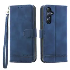 DIERFENG - DIERFENG DF-03 Pl&aring;nboksfodral f&ouml;r Samsung Galaxy M54 5G - Konstl&auml;der - Bl&aring;
