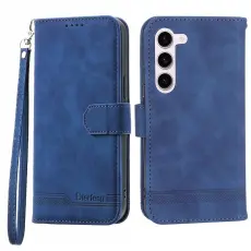 DIERFENG - DIERFENG DF-03 Pl&aring;nboksfodral f&ouml;r Samsung Galaxy S23 - Konstl&auml;der - Bl&aring;