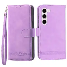 DIERFENG - DIERFENG DF-03 Pl&aring;nboksfodral f&ouml;r Samsung Galaxy S23 - Konstl&auml;der - Lila