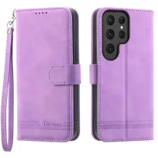 DIERFENG - DIERFENG DF-03 Pl&aring;nboksfodral f&ouml;r Samsung Galaxy S25 Ultra - Konstl&auml;der - Lila