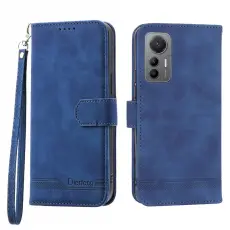 DIERFENG - DIERFENG DF-03 Fodral f&ouml;r Xiaomi 12 Pro 5G - PU L&auml;der - Bl&aring;