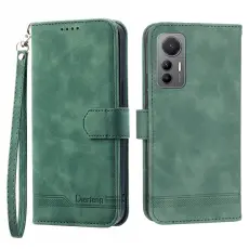 DIERFENG - DIERFENG DF-03 Fodral f&ouml;r Xiaomi 12 Pro 5G - PU L&auml;der - Gr&ouml;n