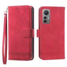 DIERFENG - DIERFENG DF-03 Fodral f&ouml;r Xiaomi 12 Pro 5G - PU L&auml;der - R&ouml;d