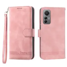 DIERFENG - DIERFENG DF-03 Fodral f&ouml;r Xiaomi 12 Pro 5G - PU L&auml;der - Rosa