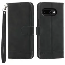 DIERFENG - DIERFENG DF-03 Google Pixel 9a Pl&aring;nboksfodral Konstl&auml;der - Svart