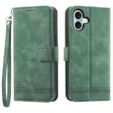 DIERFENG - DIERFENG DF-03 iPhone 17 Pl&aring;nboksfodral Konstl&auml;der - Gr&ouml;n