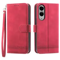 DIERFENG - DIERFENG DF-03 Samsung Galaxy S25 Edge Pl&aring;nboksfodral Konstl&auml;der - R&ouml;d