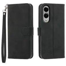 DIERFENG - DIERFENG DF-03 Samsung Galaxy S25 Edge Pl&aring;nboksfodral Konstl&auml;der - Svart