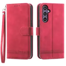 DIERFENG - DIERFENG DF-03 Samsung Galaxy S25 Pl&aring;nboksfodral Konstl&auml;der - R&ouml;d