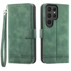 DIERFENG - DIERFENG DF-03 Samsung Galaxy S25 Ultra Pl&aring;nboksfodral Konstl&auml;der - Gr&ouml;n