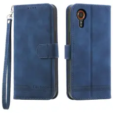 DIERFENG - DIERFENG DF-03 Samsung Galaxy Xcover7 Fodral - Äkta läder - Blå