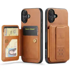 FIERRE SHANN - FIERRE SHANN 024 iPhone 17 Fodral Card Holder - KonstL&auml;der - Brun