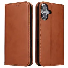 FIERRE SHANN - FIERRE SHANN f&ouml;r iPhone 16 Pl&aring;nboksfodral Konstl&auml;der - Brun