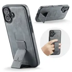 FIERRE SHANN - FIERRE SHANN f&ouml;r iPhone 17 Fodral Kickstand KonstL&auml;der - Gr&aring;