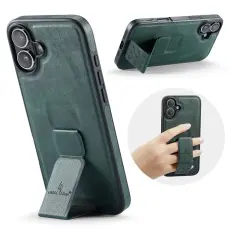 FIERRE SHANN - FIERRE SHANN f&ouml;r iPhone 17 Fodral Kickstand KonstL&auml;der - Gr&ouml;n