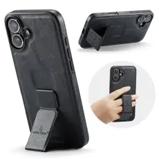 FIERRE SHANN - FIERRE SHANN f&ouml;r iPhone 17 Fodral Kickstand KonstL&auml;der - Svart