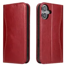 FIERRE SHANN - FIERRE SHANN f&ouml;r iPhone 17 Pl&aring;nboksfodral &Auml;kta l&auml;der - R&ouml;d