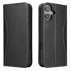 FIERRE SHANN - FIERRE SHANN f&ouml;r iPhone 17 Pl&aring;nboksfodral &Auml;kta l&auml;der - Svart