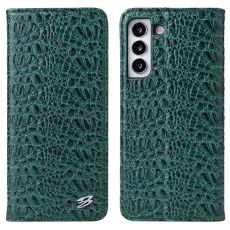 FIERRE SHANN - FIERRE SHANN f&ouml;r Samsung Galaxy S23 - Pl&aring;nboksfodral i &Auml;kta L&auml;der - Gr&ouml;n