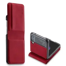 FORWENW - FORWENW Samsung Galaxy Z Flip3 5G Fodral PU L&auml;der - R&ouml;d