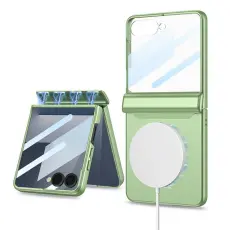 GKK - GKK Samsung Galaxy Z Flip7 Fodral &Auml;kta l&auml;der - Gr&ouml;n