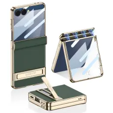 GKK - GKK Samsung Galaxy Z Flip7 Fodral Kickstand PU + PC - Gr&ouml;n