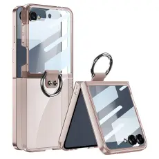 GKK - GKK Samsung Galaxy Z Flip7 Fodral - PC + Tempered Glass - Transparent Rosa