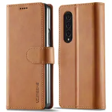 LC.imeeke - LC.IMEEKE Pl&aring;nboksfodral f&ouml;r Samsung Galaxy Z Fold3 5G - Konstl&auml;der - Ljusbrun