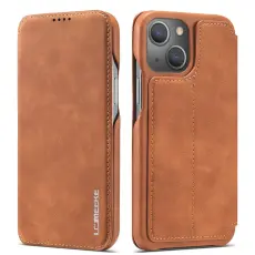 LC.imeeke - LC.IMEEKE iPhone 13 Fodral i &Auml;kta L&auml;der - Brun