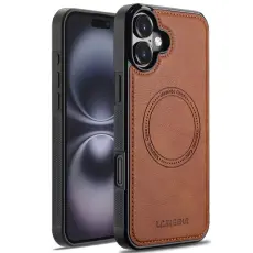 LC.imeeke - LC.IMEEKE iPhone 17 Fodral Magnetiskt KonstL&auml;der - Brun