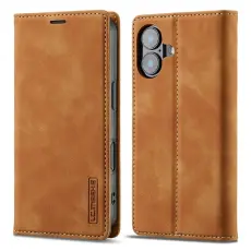 LC.imeeke - LC.IMEEKE iPhone 17 Pl&aring;nboksfodral Konstl&auml;der- Brun